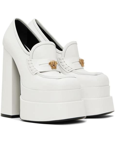versace white aevitas platform loafers